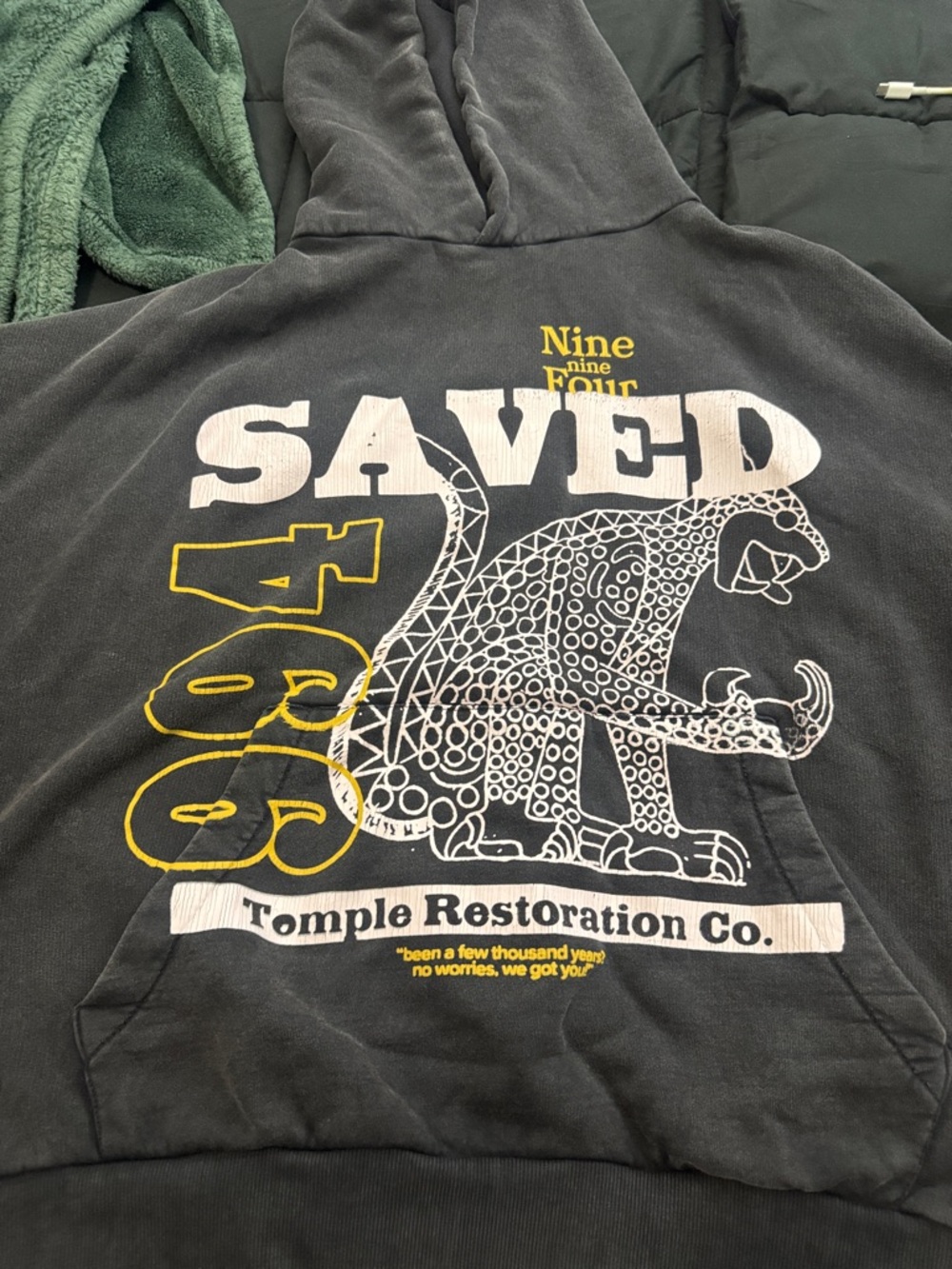 Oversized GRAPHIC 'Saved 1984' Black Hoodie with Yellow & White Print